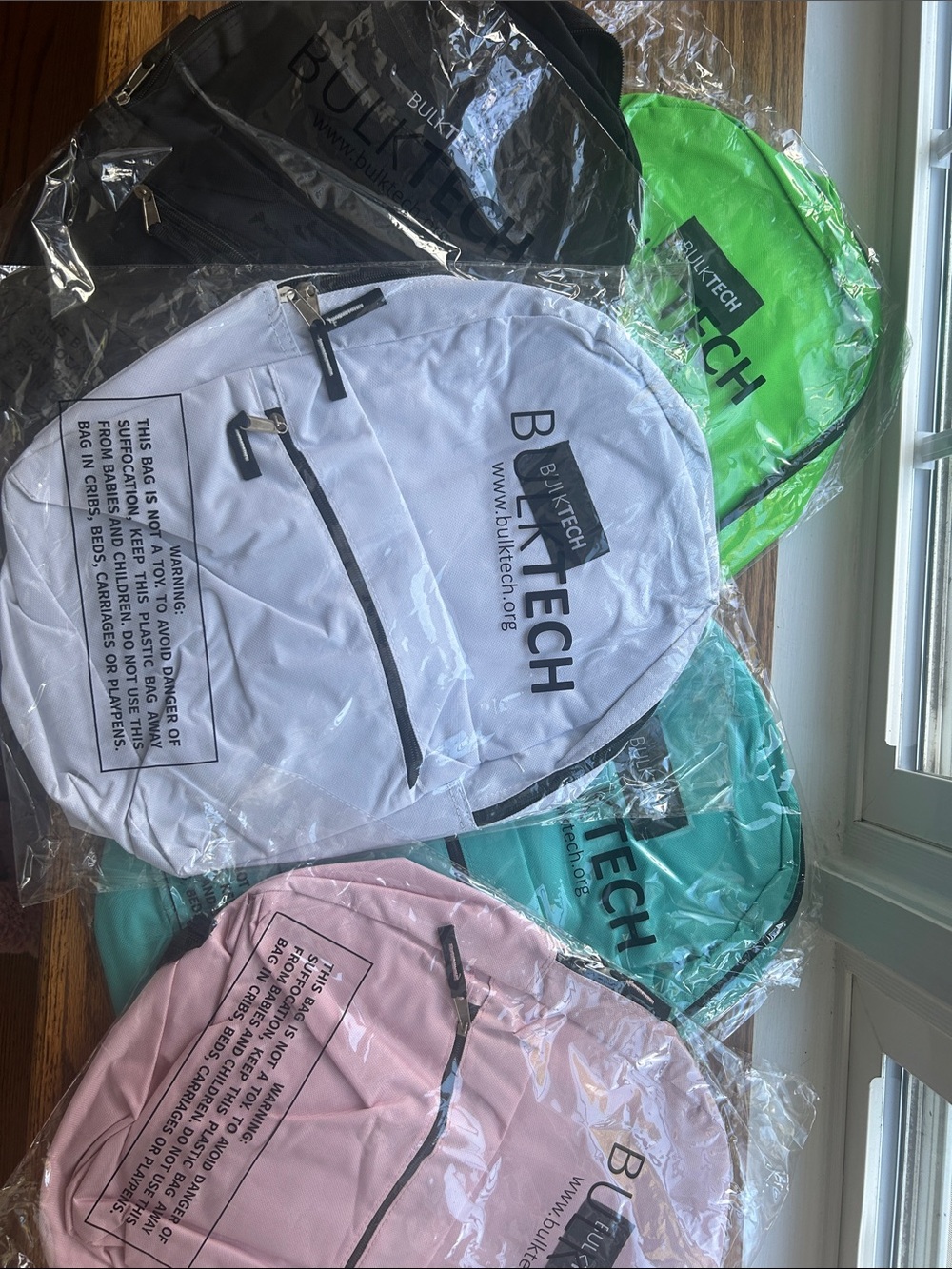 Five brand new book bags for sale buy all 5 for $18 colors are pictured.